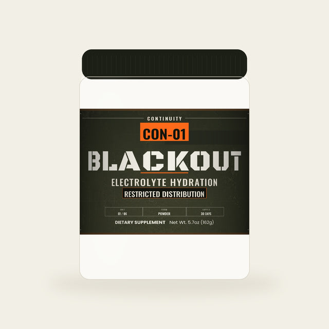 CON-01 BLACKOUT electrolyte hydration tub, Stand Fast Supply Co.