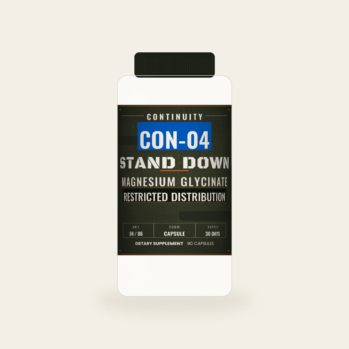 CON-04 STAND DOWN magnesium glycinate bottle, Stand Fast Supply Co.