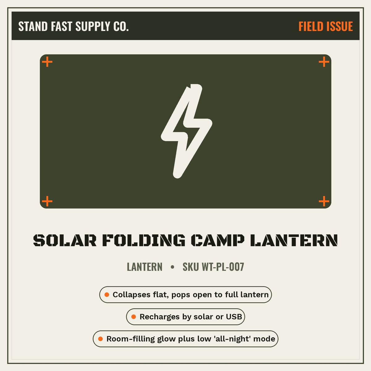 Family Blackout Kit contents: Solar Folding Camp Lantern