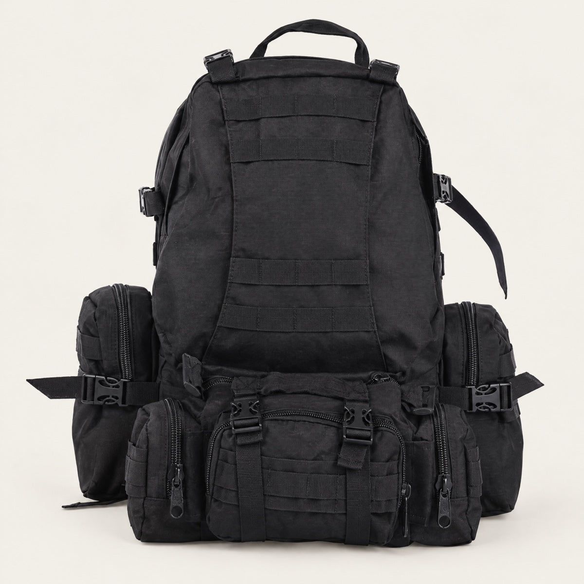 Studio illustration of the black 50L backpack